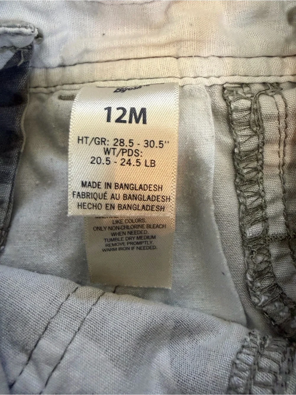 Y2K OshKosh B'gosh Gray Camo Short Overalls 12 Months Baby Boy Like New
